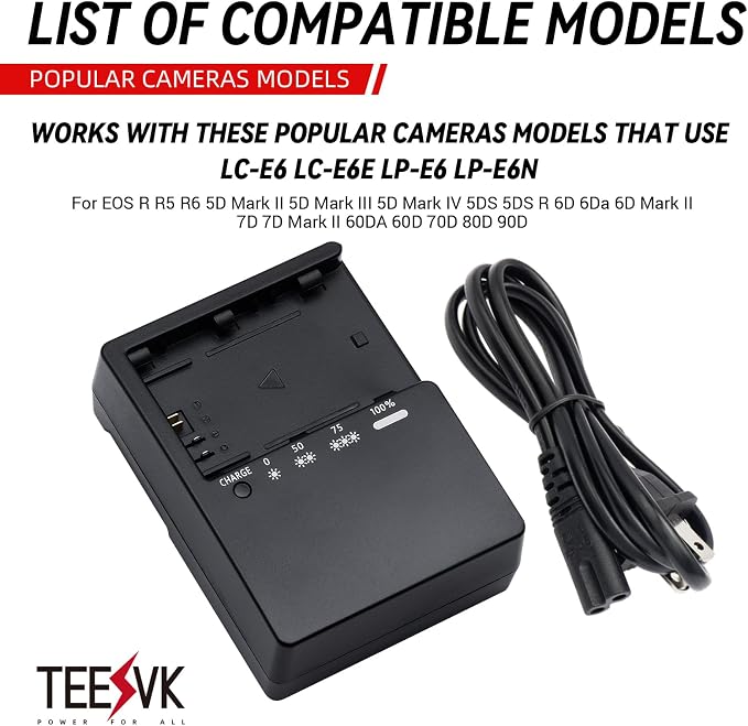 LP-E6 Battery Quick Charger for Canon: Compatible