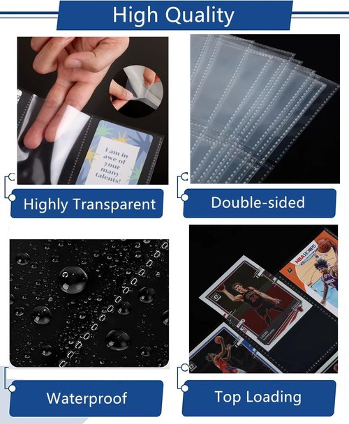 1800 Pockets Card Sleeves by [Brand Name] - Double-Sided Trading Card Pages for 3 Ring Binders | Clear Baseball Card Sleeves