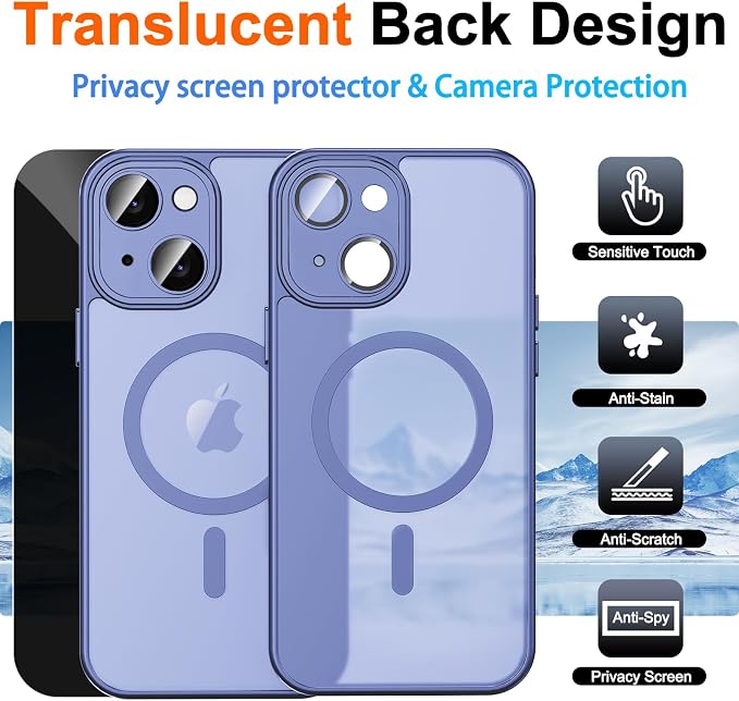 for iPhone 14 Plus Case with Privacy Screen Protector and Camera Protection