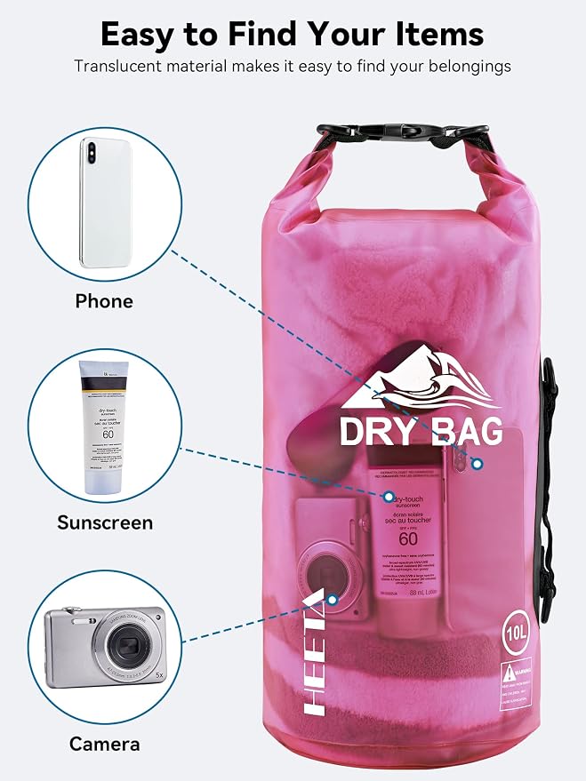 HEETA Dry Bag Waterproof for Women Men, 5L/10L/20L/30L/40L Roll Top Lightweight