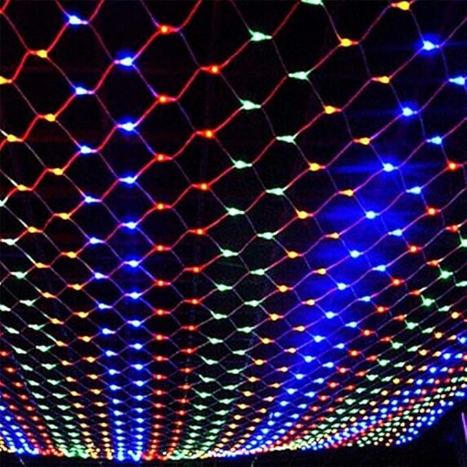 Colorful LED Fairy Mesh Net Lights Curtain Light, 9.84ftx6.56ft, 204 String LEDs, 8 Modes Decorative Xmas Tree Lighting for Thanksgiving, Christmas, Holiday, Party, Event, Multicolor