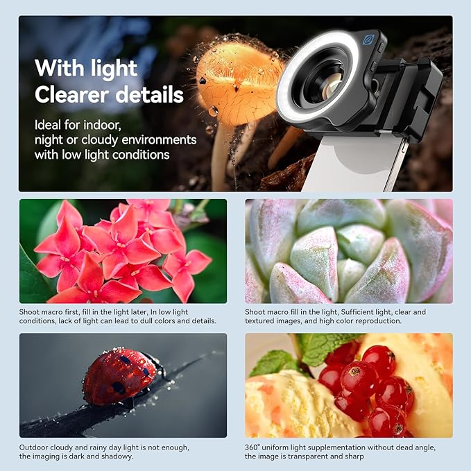 APEXEL 10-20X Macro Lens for iPhone & Android Phones | HD Photography Lens Kit
