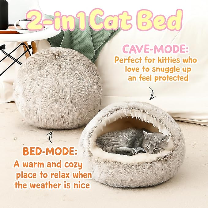 Nest Bed - Lapcatz Cat Beds for Indoor Cats, Fluffy Cat Bed Cave Plush Warm Nest for Cats (Rainbow,XL 28"x28")