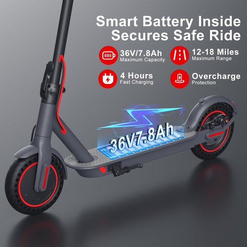 **Skiennix Electric Scooter - 500W Power, 18MPH Speed, 12-18 Miles Range, Foldable Design, Dual Braking**