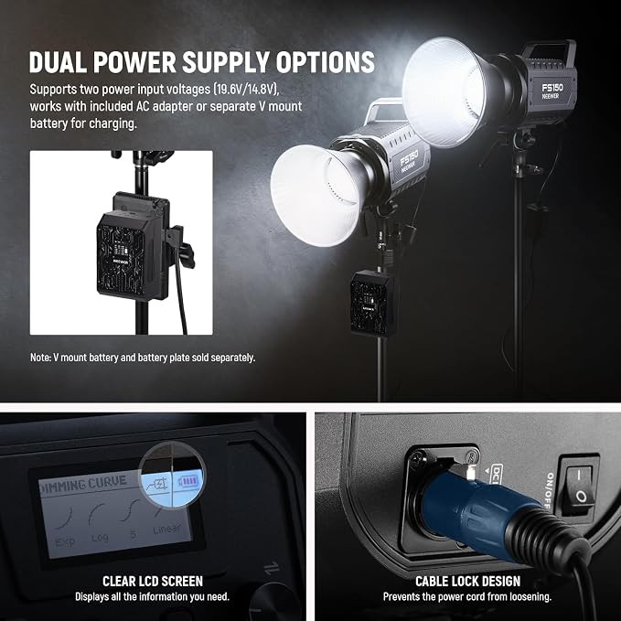 NEEWER FS150 LED Video Light 2.4G/APP Control, 130W 5600K COB Daylight Silent