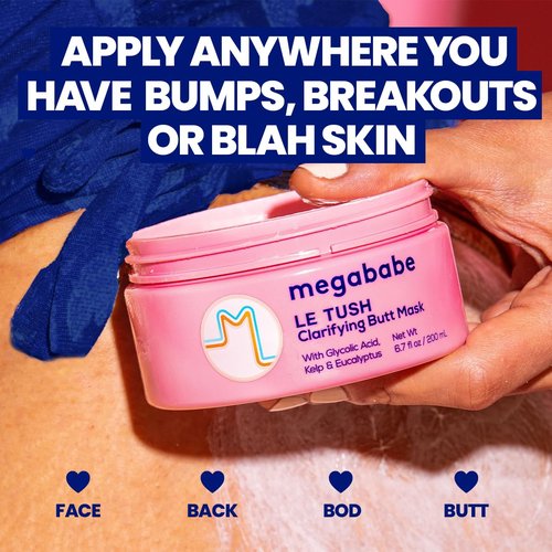 Megababe Butt & Body Acne Mask - Le Tush | Clarifying, Exfoliating & Hydrating Formula | 6.7 fl oz