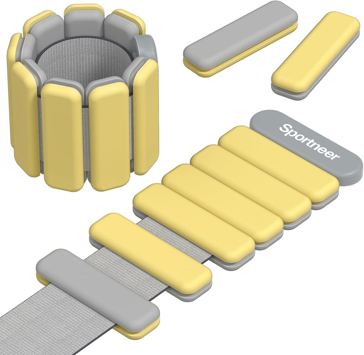 Sportneer Wrist & Ankle Weights - Adjustable Silicone Set for Gym & Yoga | 1 lb/2 lb Each
