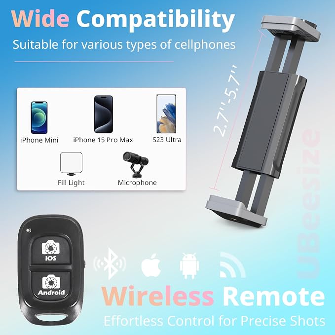 UBeesize 72" Phone Tripod & Selfie Stick, Camera Tripods Stand