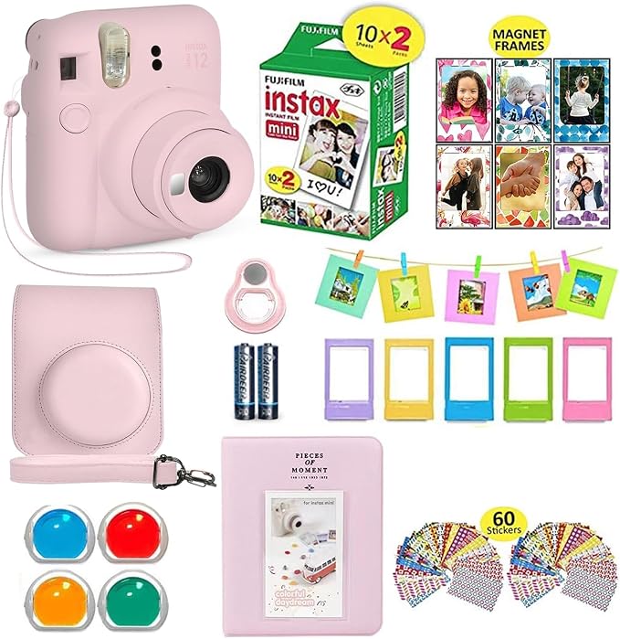 Fujifilm Instax Mini 12 Instant Camera Blossom Pink + Shutter Compatible