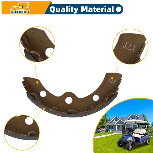 Mixopoly Golf Cart Brake Shoes Pads with Spring Kit for Club Car DS & Precedent 1995-up, Replace OEM 101823201 1018232-01 101816301 1011466