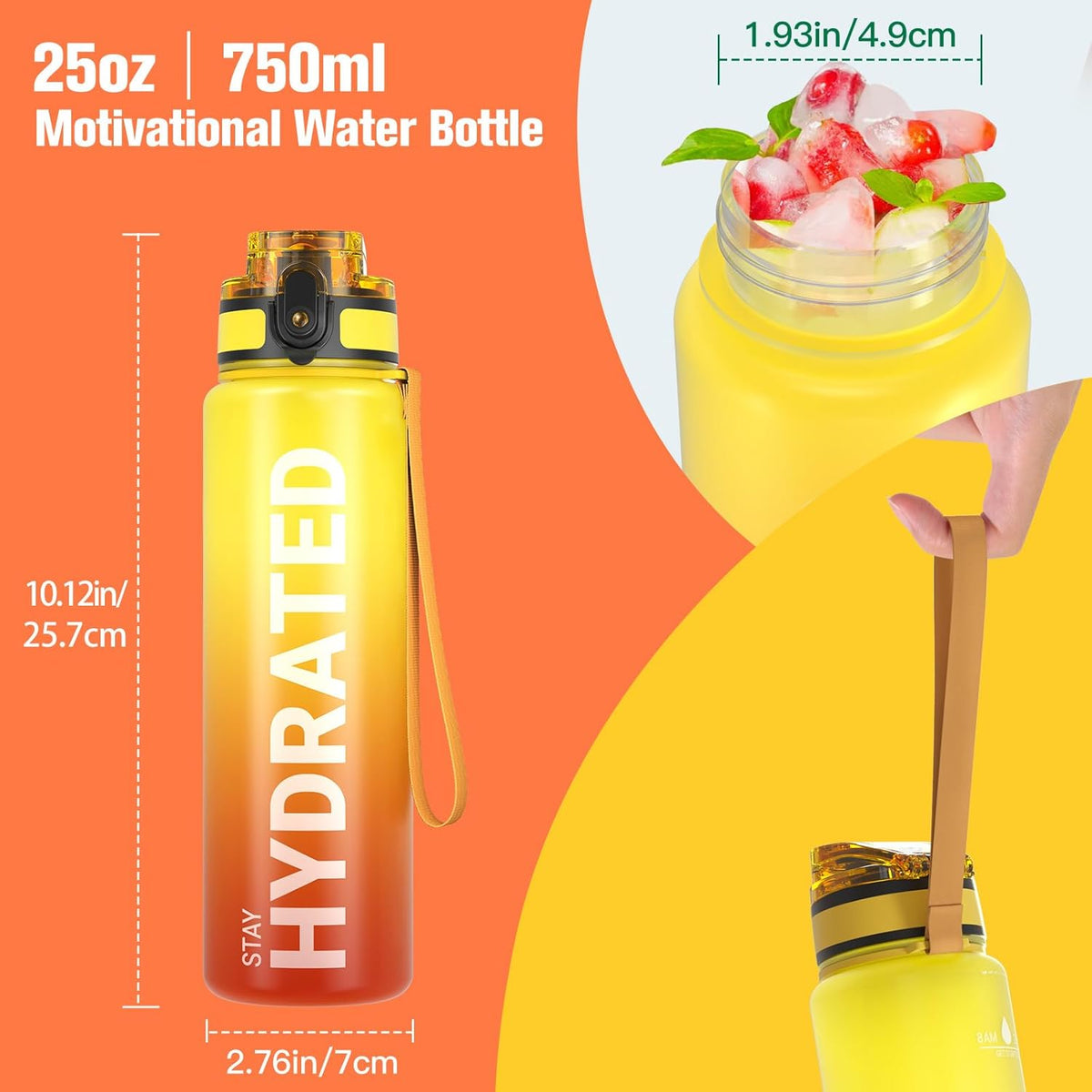 Sahara Sailor Water Bottle - Durable, Leakproof Tritan Design with Time Marker | BPA Free, 32/25/17oz Sizes