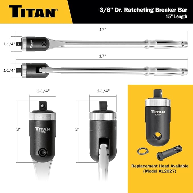 Titan 12015 3/8" Drive 15" Ratcheting Breaker Bar