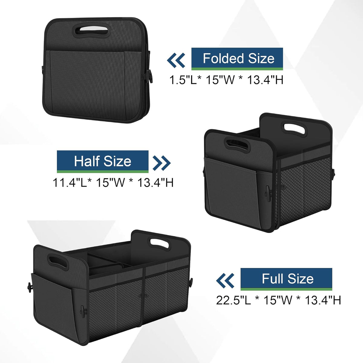 Femuar Car Trunk Organizer with 72L Large Capacity Waterproof Collapsible and 11 Pockets, Trunk Organizer for Car SUV/Jeep/Sedan, Large Size, Grey