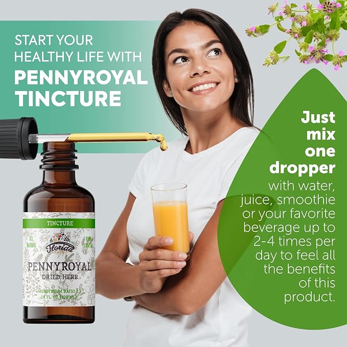 Pennyroyal Tincture, Organic Pennyroyal Extract (Mentha pulegium) Dried Herb, Non-GMO in Cold-Pressed Organic Vegetable Glycerin 2 oz, 670 mg