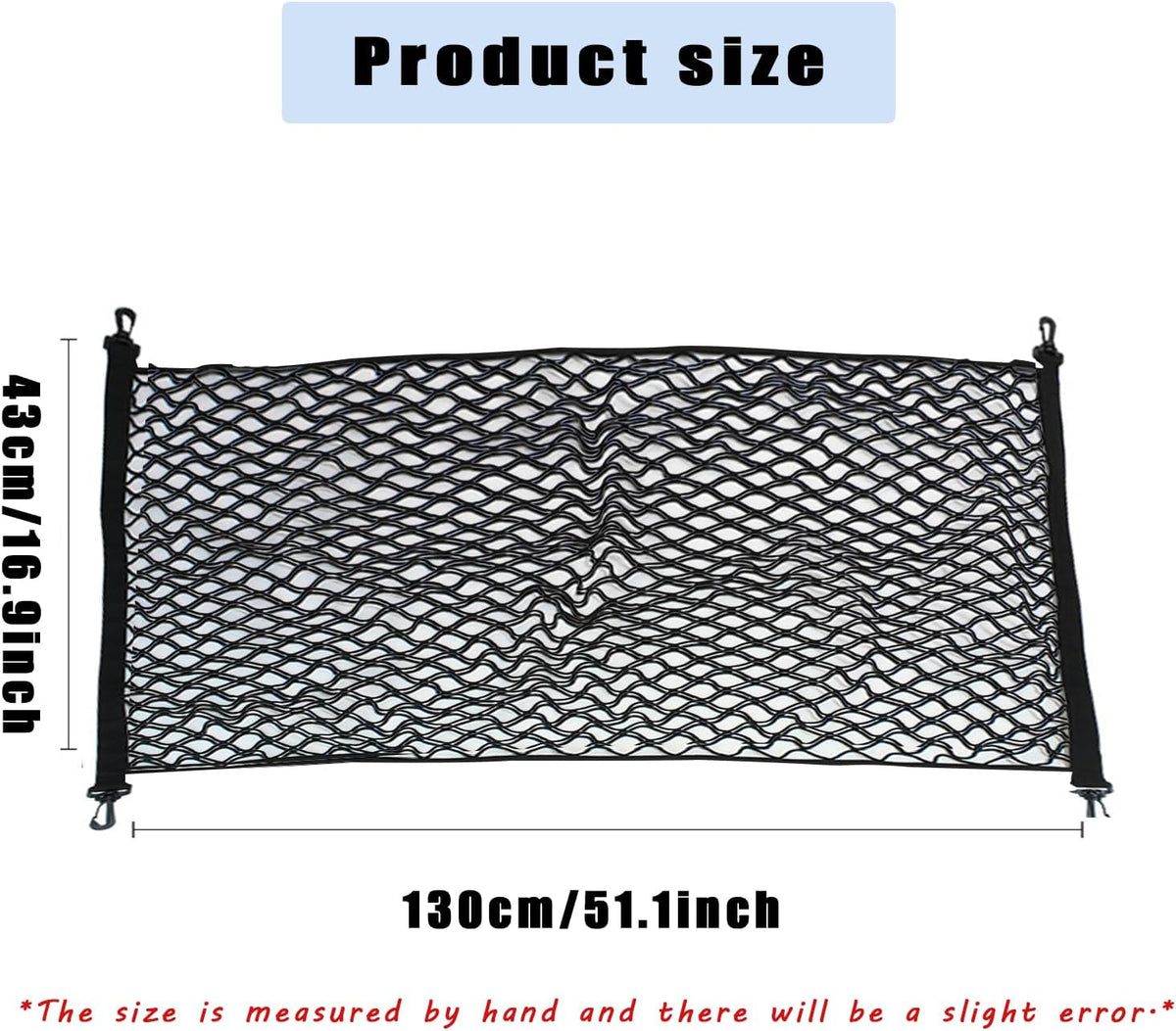 Truck Bed Cargo Net Nylon Universal Heavy Duty Truck Storage Mesh Pouch Pickup Cargo Organizer Trunk Mesh Cargo Net (51x18 Inch)