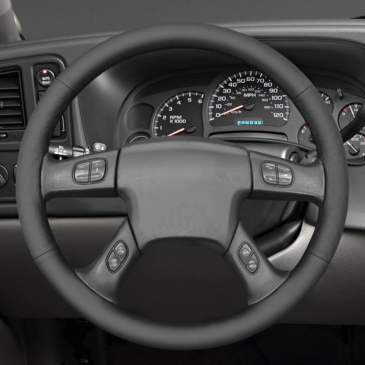 MEWANT Stitch On Custom Fit Steering Wheel Cover for Chevy Silverado