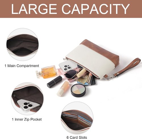 CLUCI Leather Wristlet Wallet - Large Capacity Clutch Purse for Women | Slim Travel Organizer with Card Holder
