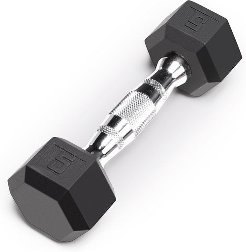 Marcy Classic Rubber Hex Dumbbell - Knurled Grip for Strength Training | 5lb - 50lb Available Individually
