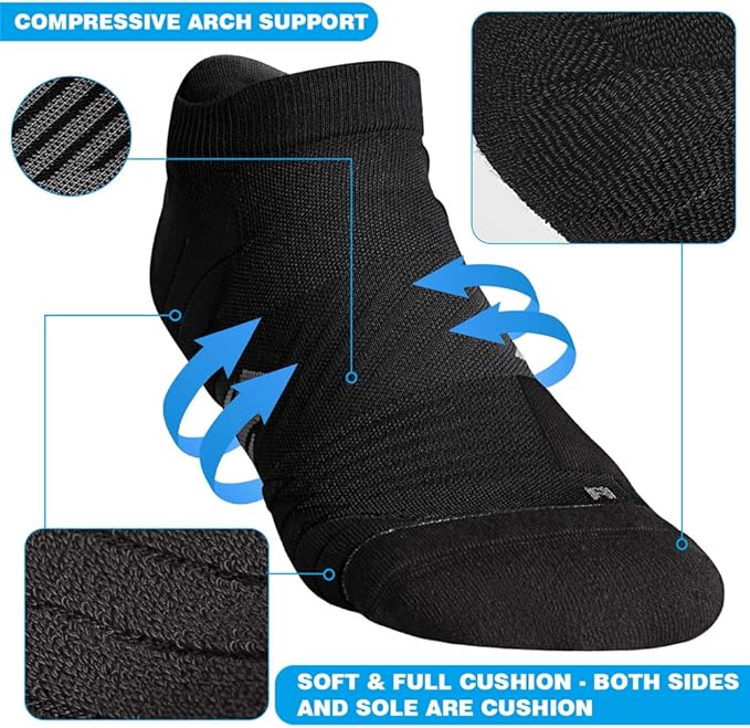 Hylaea No Show Running Athletic Anti-Blister Wicking Coolmax Socks, Seamless Anti-odor