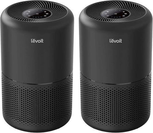 LEVOIT Air Purifier for Home Allergens Pets in Bedroom, Covers Up to 1073 ft² by 56W High Torque Motor, AHAM VERIFIDE, 3-in-1 Filter, HEPA Sleep Mode, Remove Dust Smoke Odor, Core300-P, Black, 2 Pack