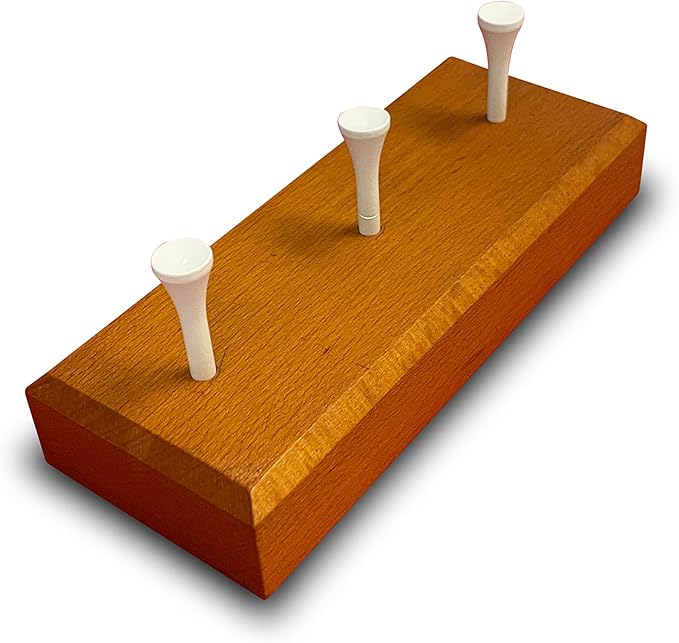 Golf Ball Display Stand | Holds 3 Balls | Solid Wood | 3 Tees Included