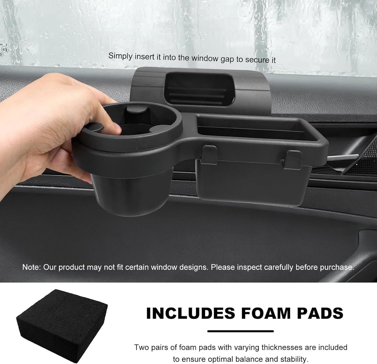 Car Window Multifunctional Storage Organizer, Vehicle Door Side Hanging Storage Rack with Cup Holder, Auto Window Mount Organizer for Cell Phone Earphone Key Water Cup