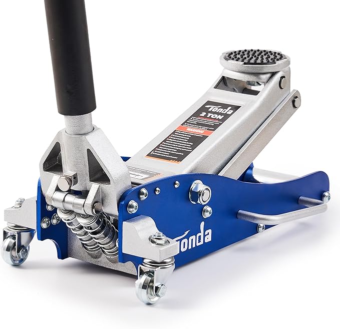 TONDA Floor Jack, Low Profile 2 Ton Hydraulic Aluminum and Jack Pads 2 Pack and Jack Stand Pads 2 Pack