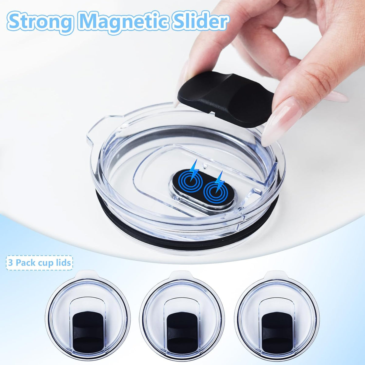 YETI Magnetic Slider Replacement Lids - 6 Pack Spill Proof Covers for 20 oz Tumblers & Mugs | BPA Free
