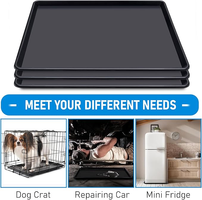 6Pcs Pcs Extra Large Oil Drip Pan,35.4 x 24 x1.5 In Auto Drip Tray Oil Change Drain Pan for Under Car Plastic Drip Tray, Fridges, Washing Machines to Keep Floor Safe and Clean With 2 Pairs of Gloves