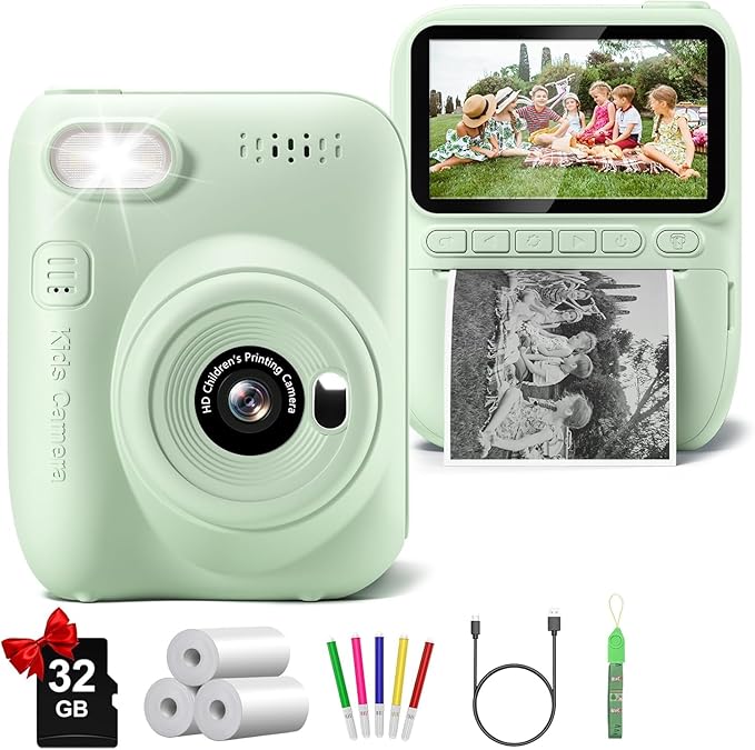 Kids Camera Instant Print, 3.0" HD 32MP 1080P Toddler Digital Camera