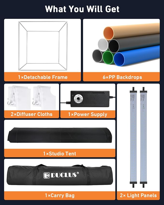 DUCLUS Photo Light Box 24x24 inch, Portable Shooting Tent Kit, Professional