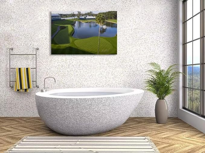 Florida Golf Course Wall Art for Living Room Bedroom Bathroom Home Decorations Golf Wall Decor Paintings TPC Sawgrass Golf Course Picture Poster Canvas Prints Framed Ready to Hang(24''H x 36''W)