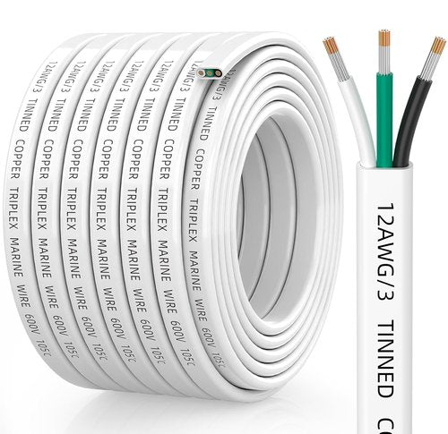 CONEPY 12 Gauge Marine Wire - IP68 Waterproof Tinned Copper Stranded Cable | 30FT for Boats, RVs, Solar