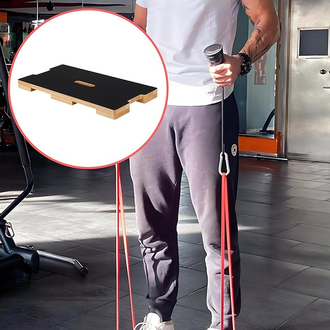 Wood Fitness Board, Resistance Band Workout Footplate, Resistance Band Foot Plate with Non-slip Design for Training, Stretching, Balance, Flexibility Exercise for Home Gym