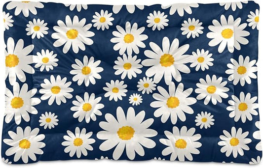 Daisy Floral Pet Bed Cute Dog Bed Mat Absorbing Non Slip Pad Pet Sleeping Mat for Small, Medium, and Large Dogs Puppy Cat 24 in x 18 in