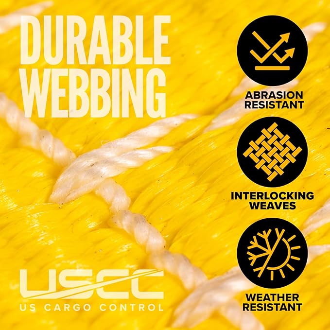 US Cargo Control J Hook Ratchet Straps 4 Inch x 27 Foot (4 Pack), 5,400 LBS Working Load Limit, Yellow 4 Inch Ratchet Straps Heavy Duty for Flatbed Trailers, Professional Flatbed Hauling