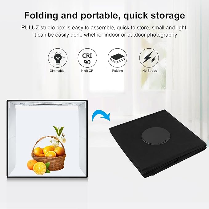 PULUZ Light Box Photography, 20x20 inch Portable Photo Studio Light Box
