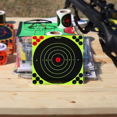 Highwild Fluorescent Yellow Splatter Shooting Target Stickers - 8X8 Inch for Handguns, Rifles & More