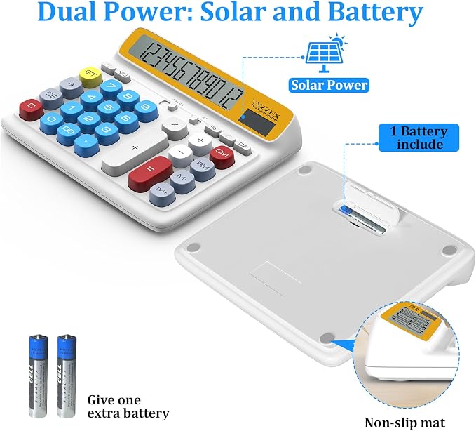 Desktop Calculator with Extra Large 5-Inch LCD Display, 12-Digit Two Way Power