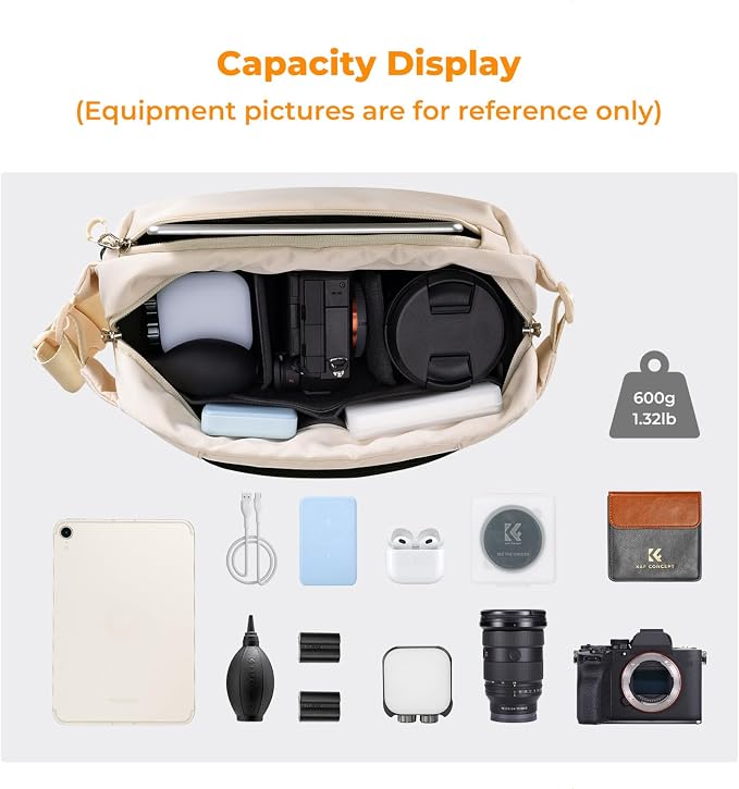 K&F CONCEPT Camera Sling Bag Crossbody Bag Waterproof Camera Shoulder Backpack