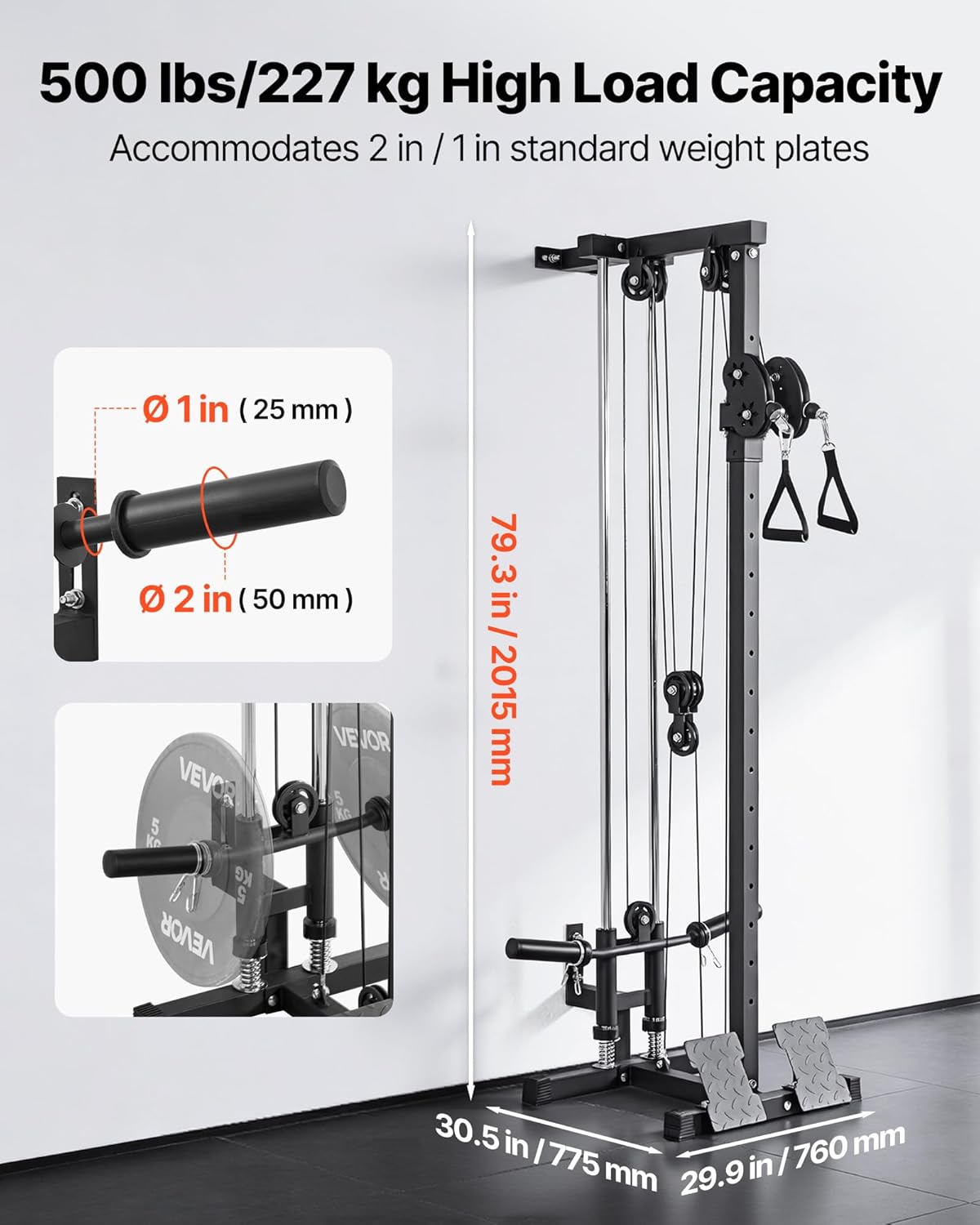 VEVOR LAT Pull Down Machine - 3-in-1 Cable Row Machine with 18-Levels Height Adjustment | 500 lbs Load Capacity for Full-Body Workouts