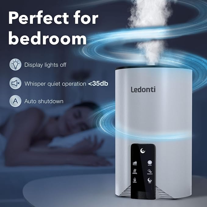 Humidifiers for Bedroom Smart Control - Dual Mist Cool & Warm Mist Humidifier 4L Big Capacity Top Fill Water Tank, Quie Humidifier, for Large Rooms Home Living Office Baby - Ultrasonic Humidifier