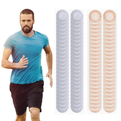 frolusian Nipple Covers for Men 100Pcs (25 Pairs White & 25 Pairs Skin Tone) | Ultra-Thin Anti-Chafing for Running, Marathon & Gym | Strong Adhesive, Invisible Underwear | No Rubbing, Easy to Remove