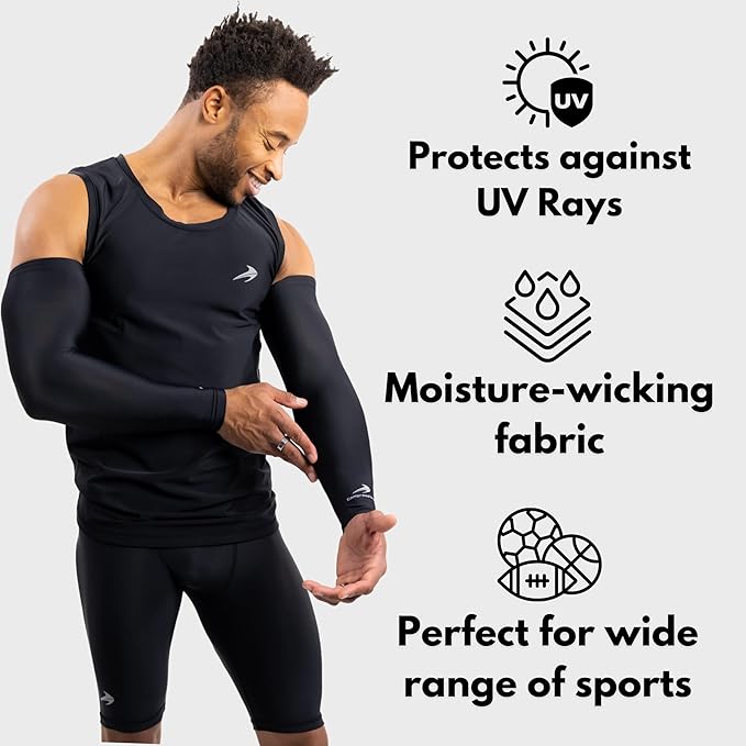 CompressionZ Compression Arm Sleeves for Men & Women| Cooling UV Sun Protection Elbow Pain Relief for All Sports and Recovery