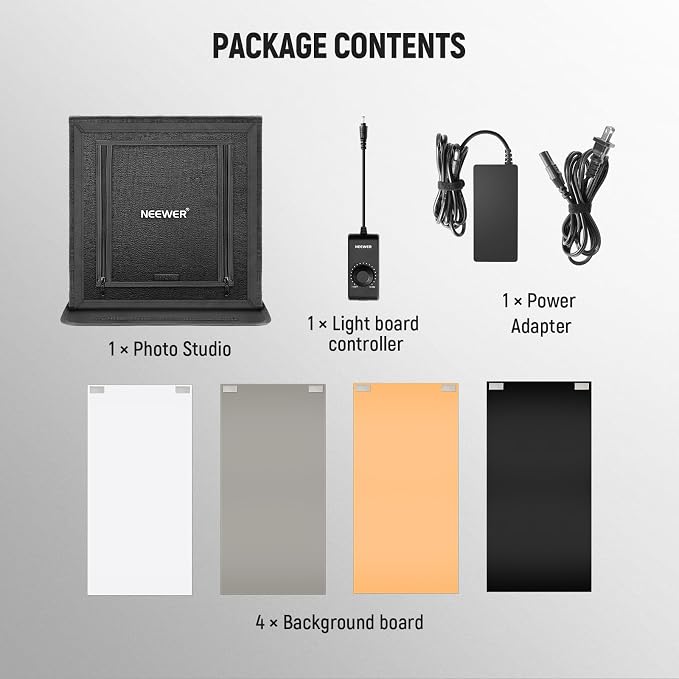 NEEWER 40CM Upgraded Photo Studio Light Box, 4 Backdrops, 5600K 144 LEDs