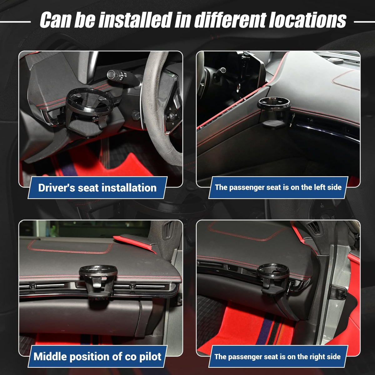 Car Cup Holder for Corvette C8 Stingray Z51 2020+,for C8 Z06 2023+/E-ray 2024+,Center Console Dashboard Expander Mug Drink Holder Insert Door Expansion CupHolders Water Bottle Accessories