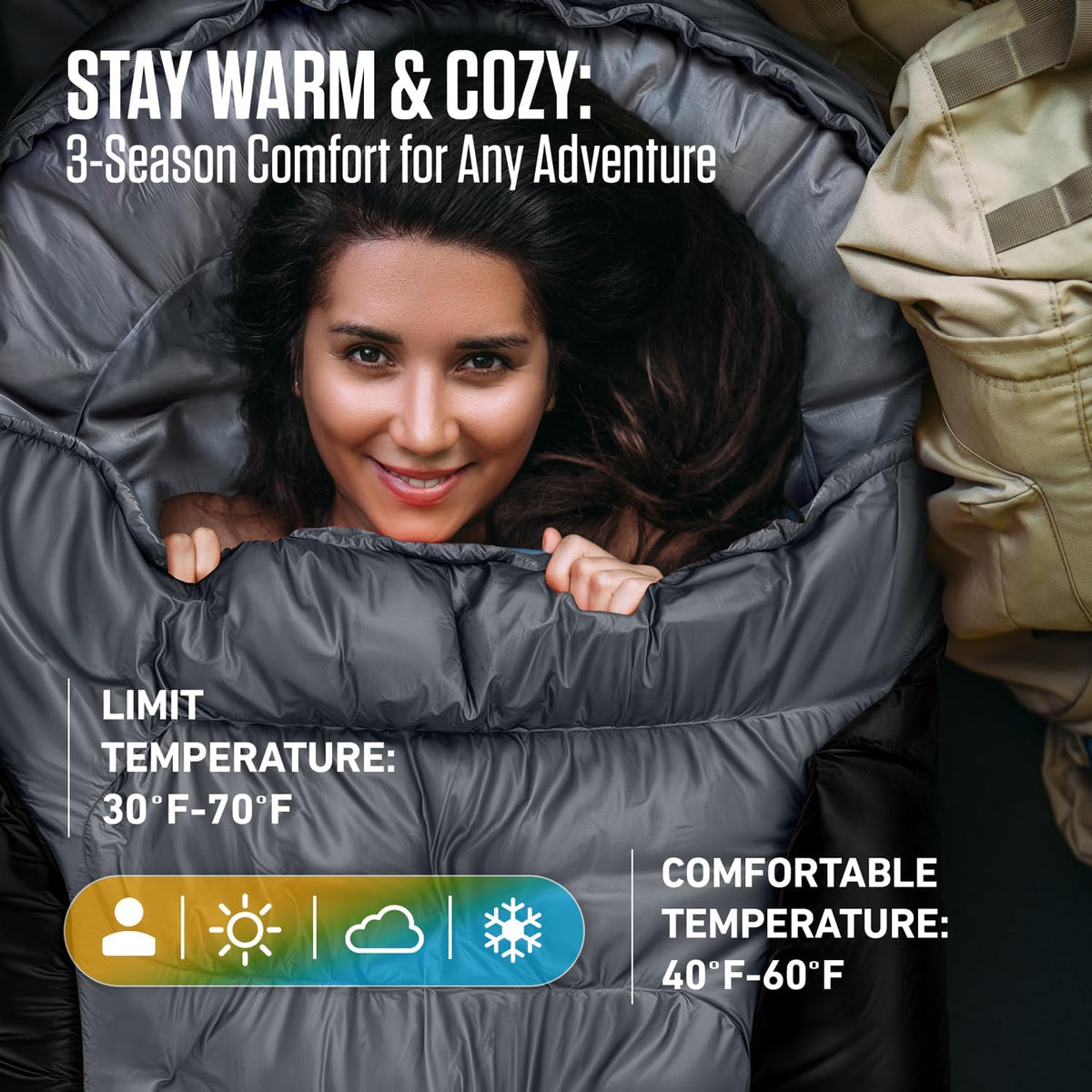 VENTURE 4TH Sleeping Bag - Lightweight & Warm for Cold Weather | XXL Size for Adults, Kids & Couples - Perfect for Hiking & Camping