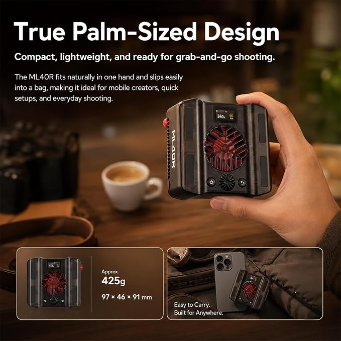 Godox ML40R RGB LED Video Light, Portable COB Photography Light