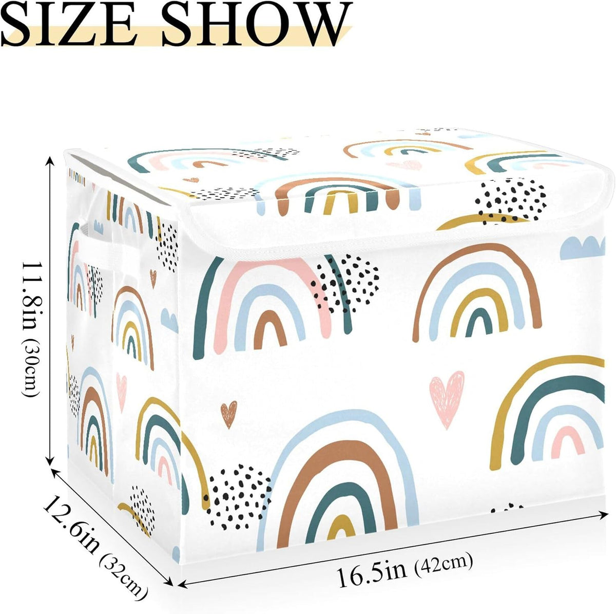 Cartoon Rainbow Storage Bins with Lids and Carrying Handle,Foldable Storage Boxes Organizer Containers Baskets Cube with Cover for Home Bedroom Closet Office