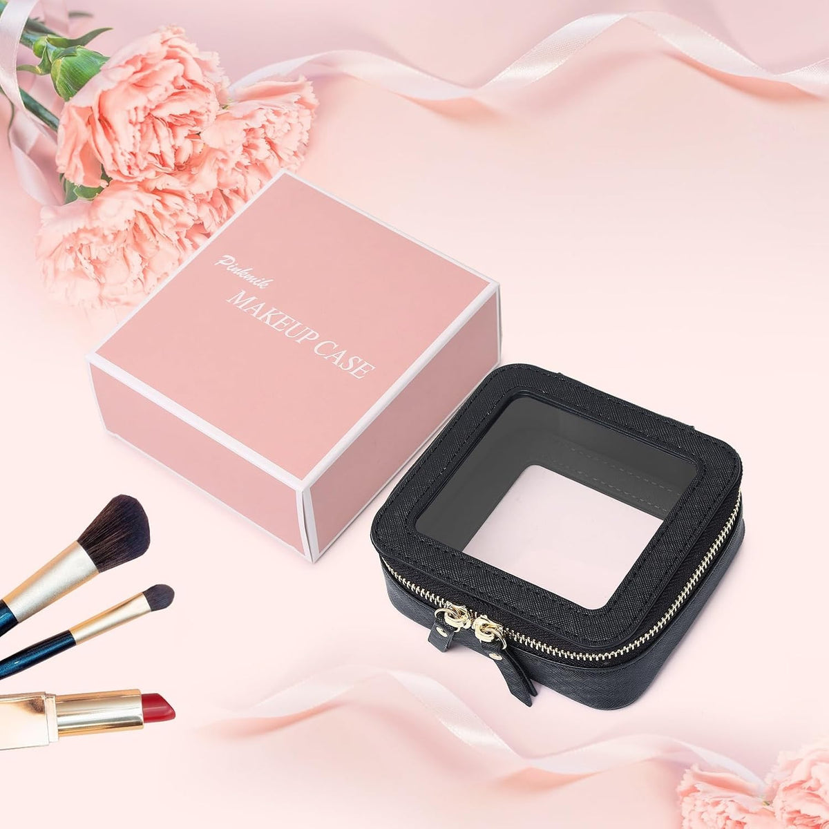 Pinkmik Mini Clear Makeup Bag, Black, MINI-1